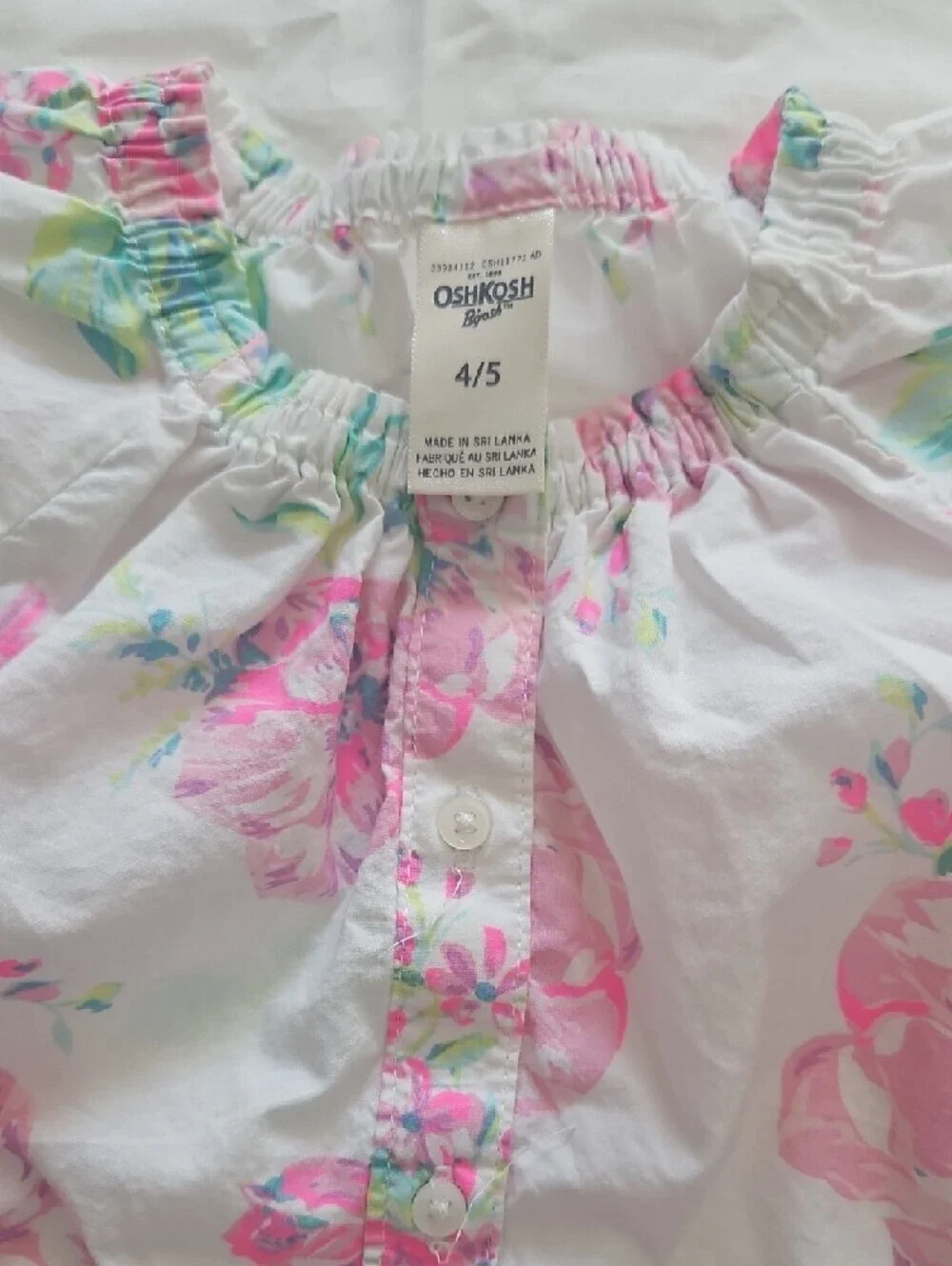 OshKosh B'gosh White Top w/ Pink Floral Print 4/5 & Carter's Jean Shorts Size 5